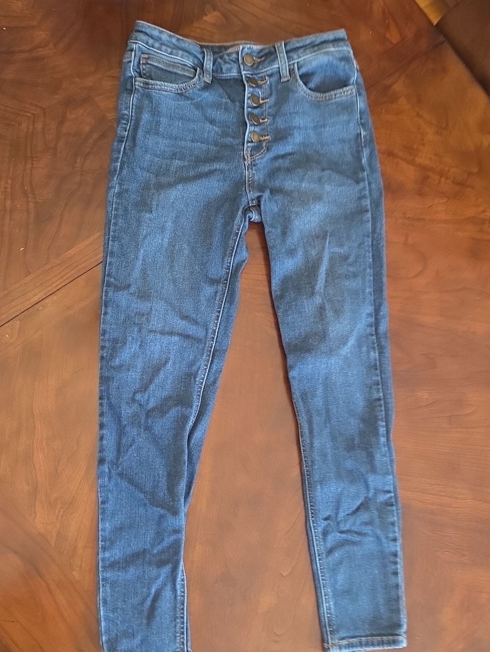 Just USA Button-Fly Skinny Jeans — Blue